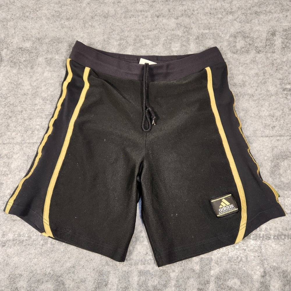 adidas shorts Men's Medium Black basketball active wear logo gold strips